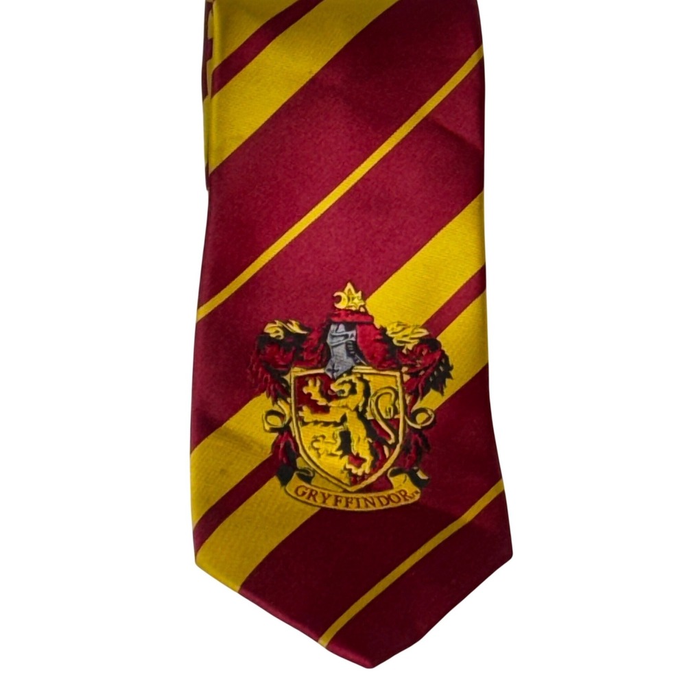 Harry Potter Gryffindor Necktie Unisex One Size Red Gold Excellent Striped Crest